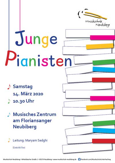 Plakat für das Konzert der jungen Pianisten in Neubiberg